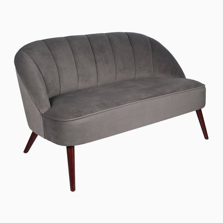 Portofino Dove Grey Velvet Sofa with Walnut Effect Legs
