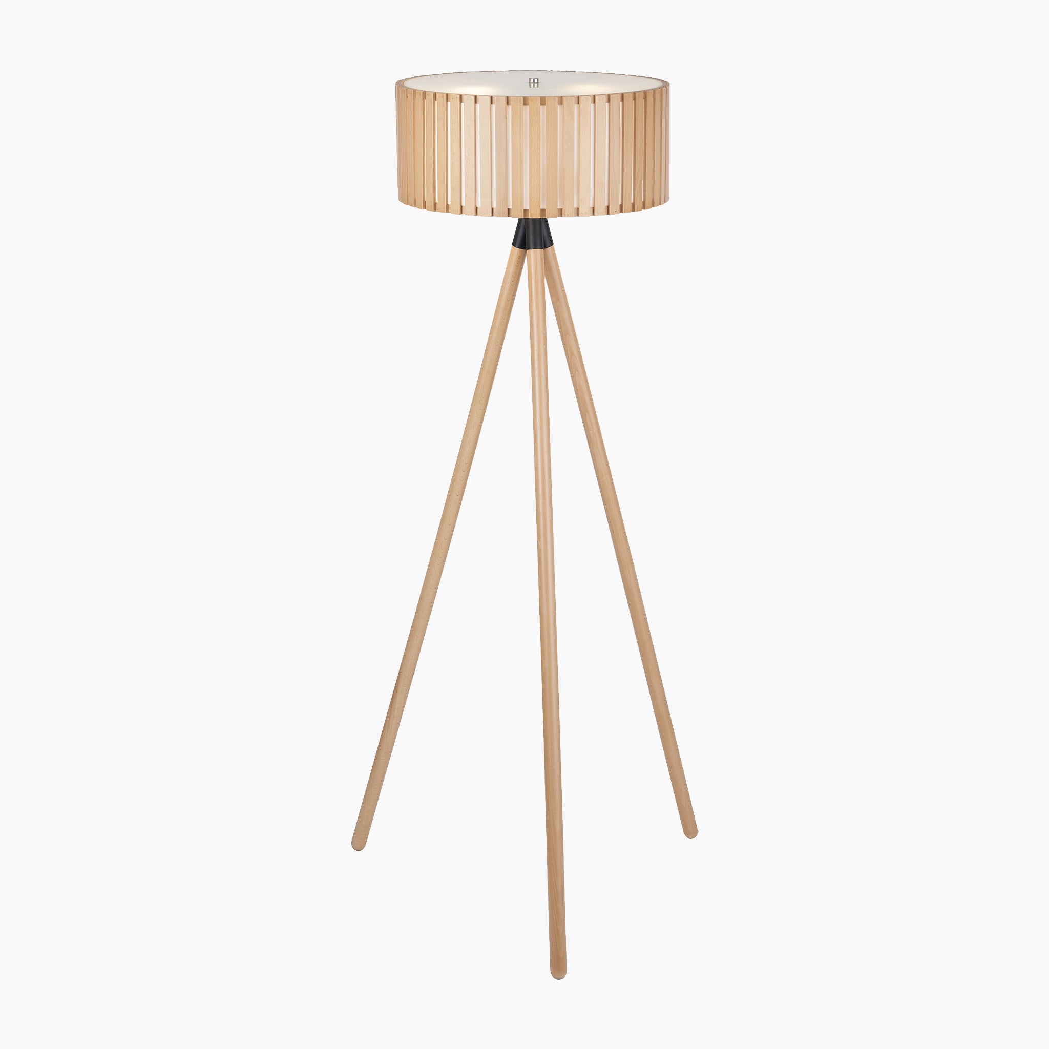 Rabanne Slatted Natural Wood Tripod Floor Lamp