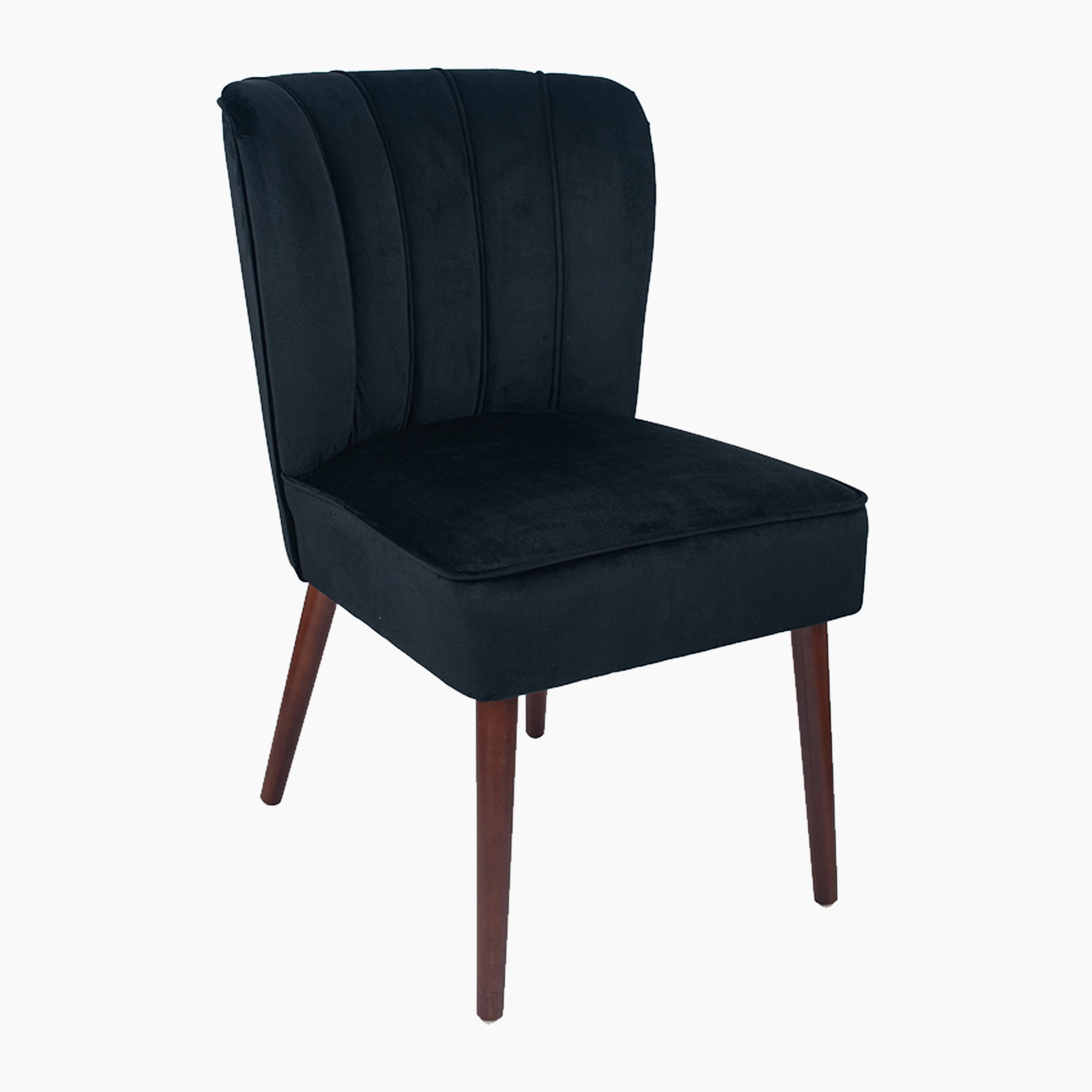 Ravenna Black Velvet Dining Chair Walnut Effect Legs
