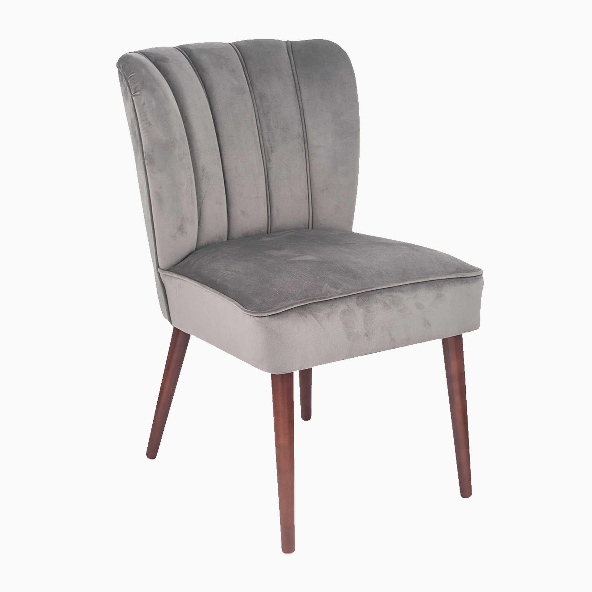 Ravenna Dove Grey Velvet Dining Chair Walnut Effect Legs