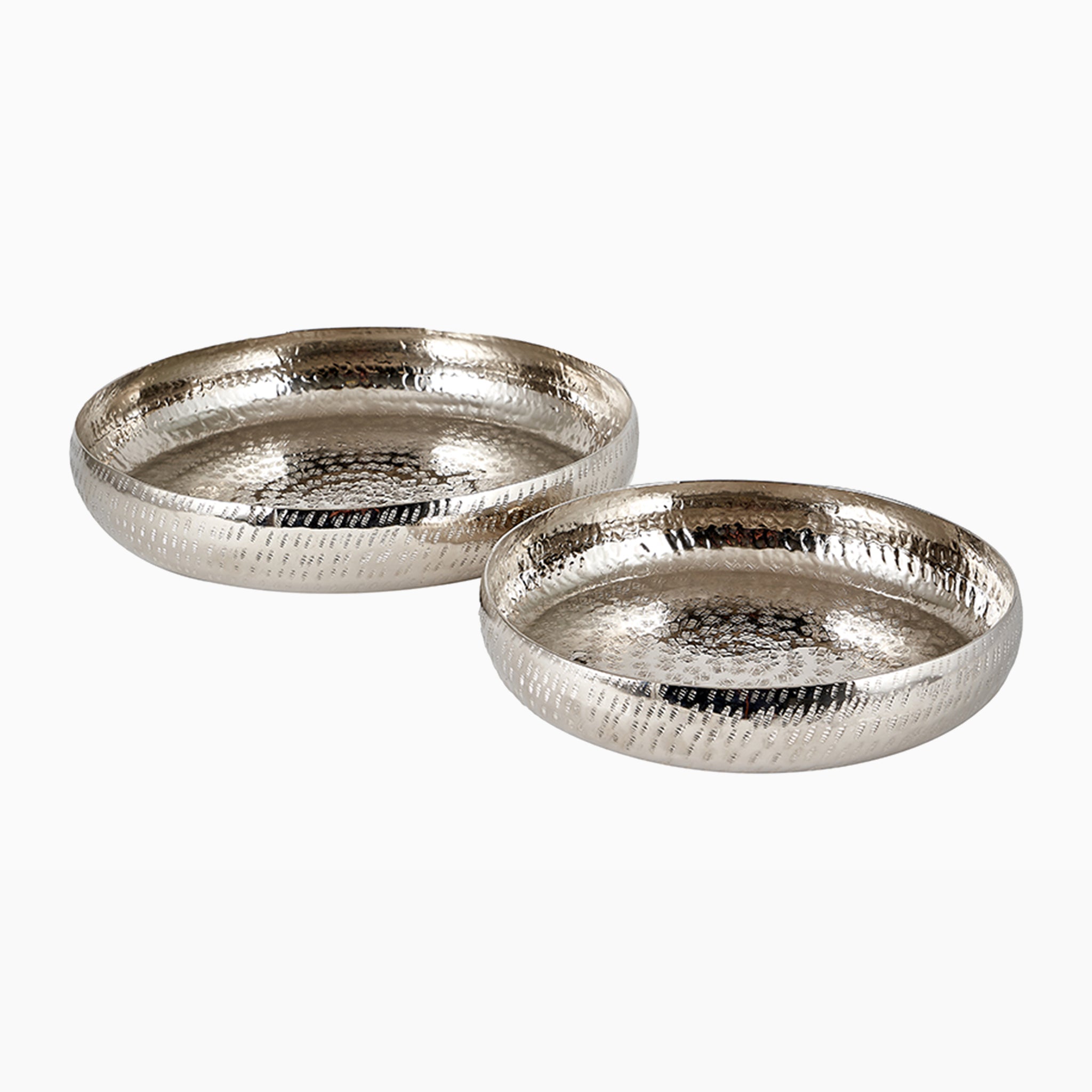Set of 2 Silver Hammered Metal Bowls