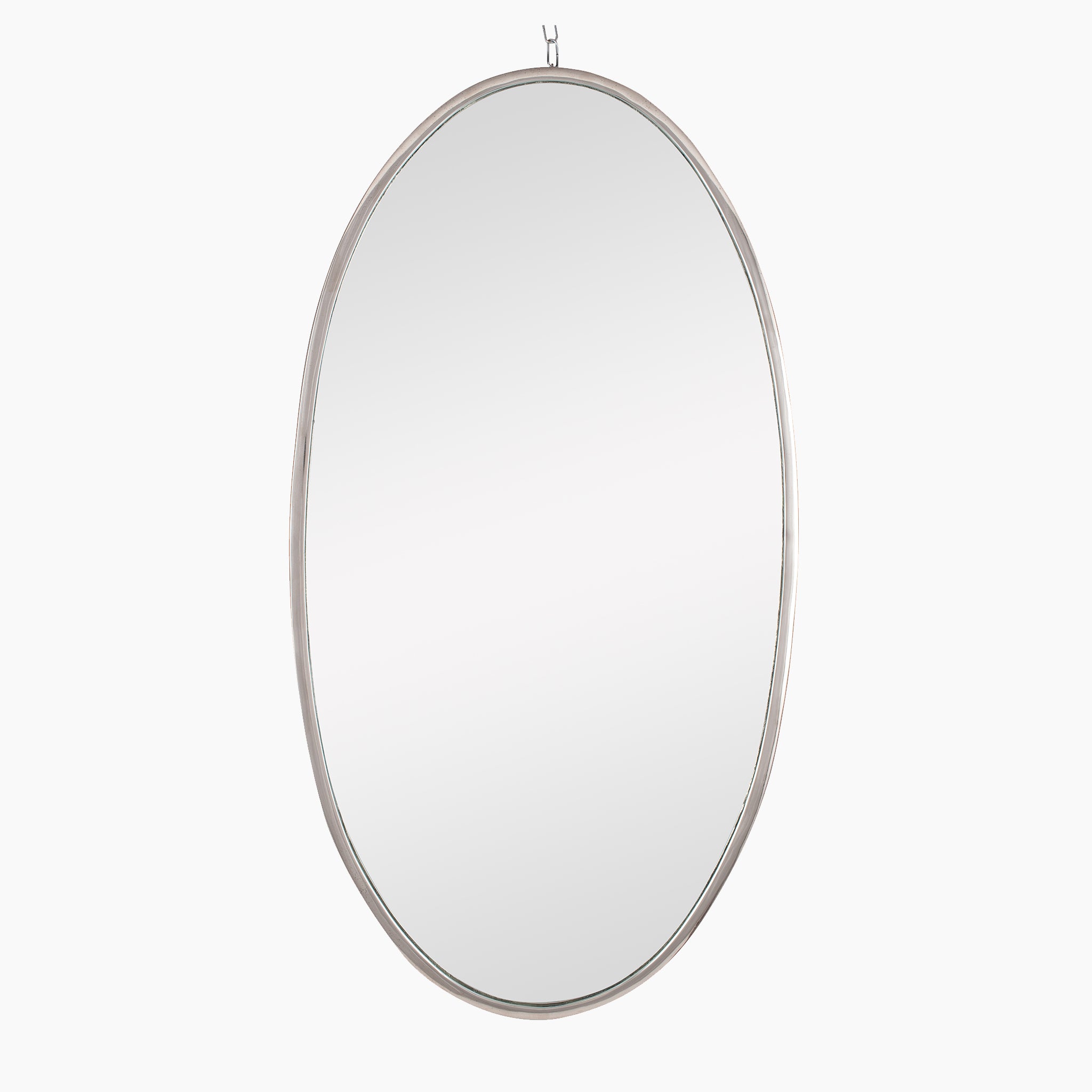 Silver Metal Oval Wall Mirror
