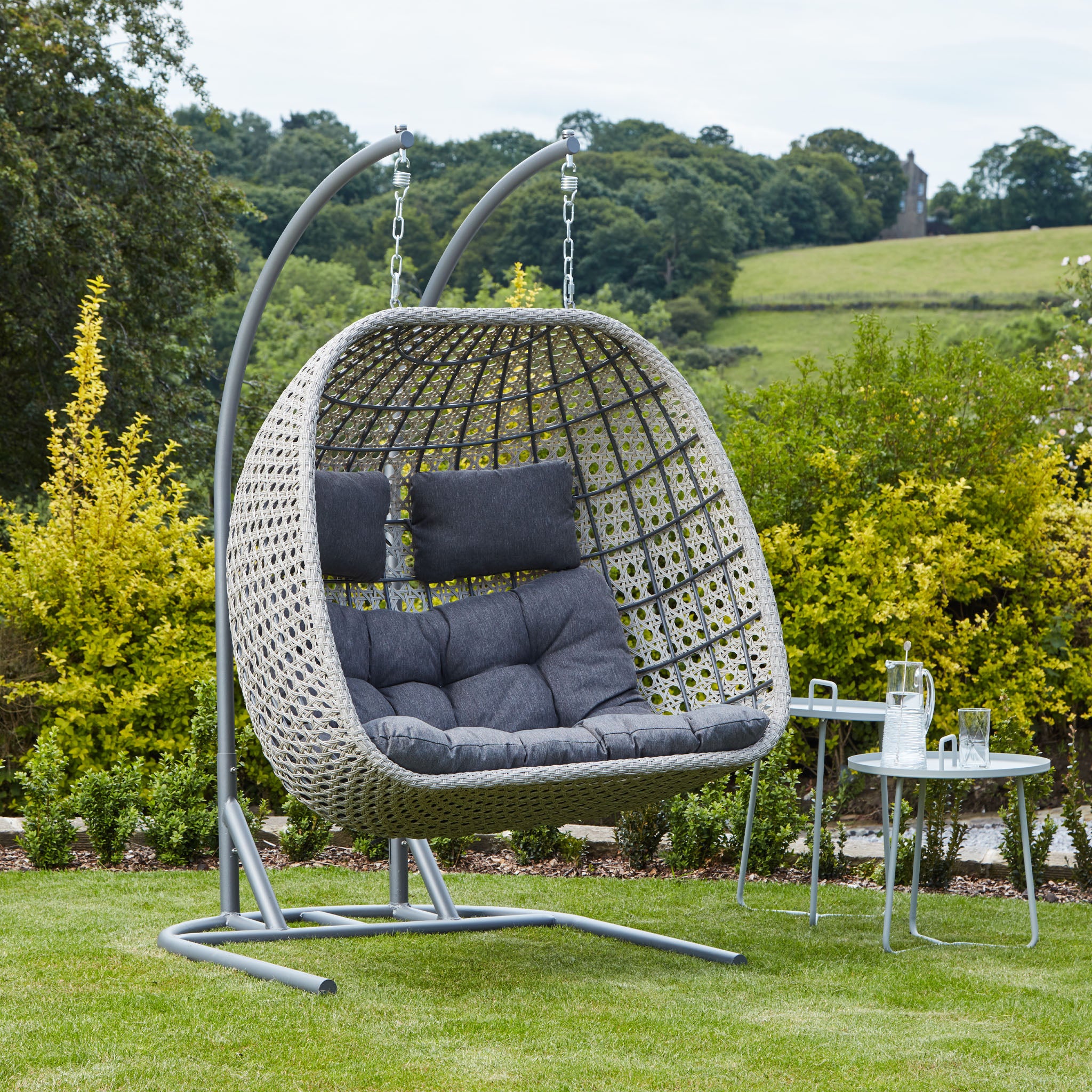St Kitts Double Hanging Chair in Stone Grey