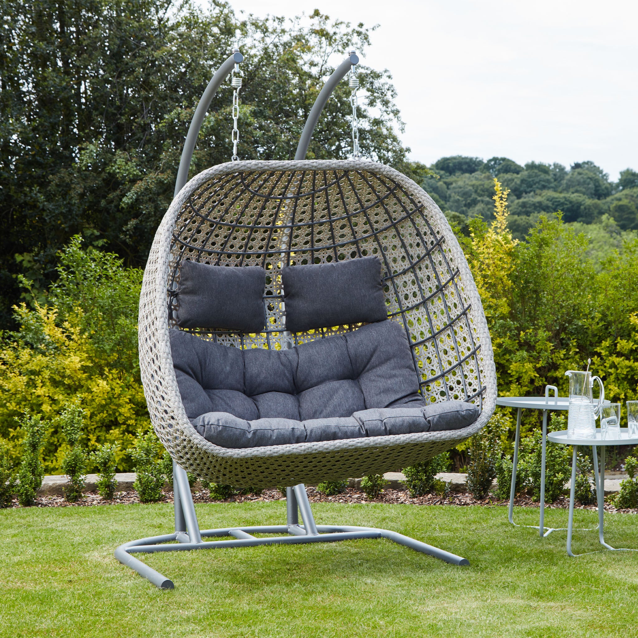 St Kitts Double Hanging Chair in Stone Grey