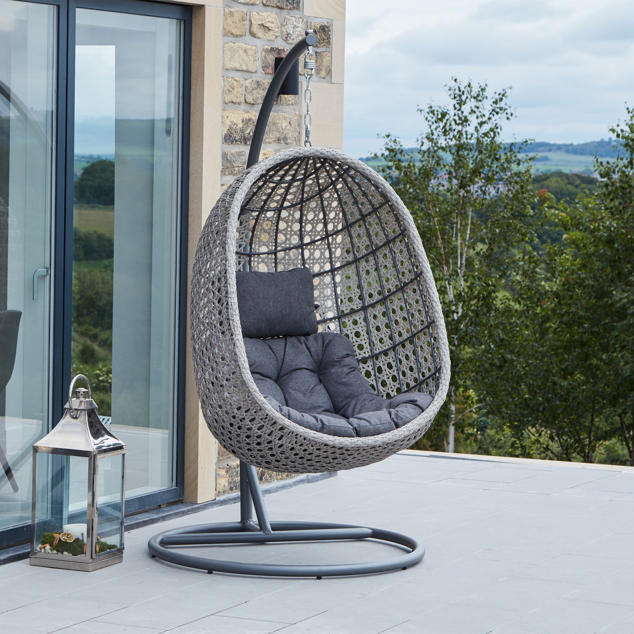 St Kitts Single Hanging Chair in Stone Grey