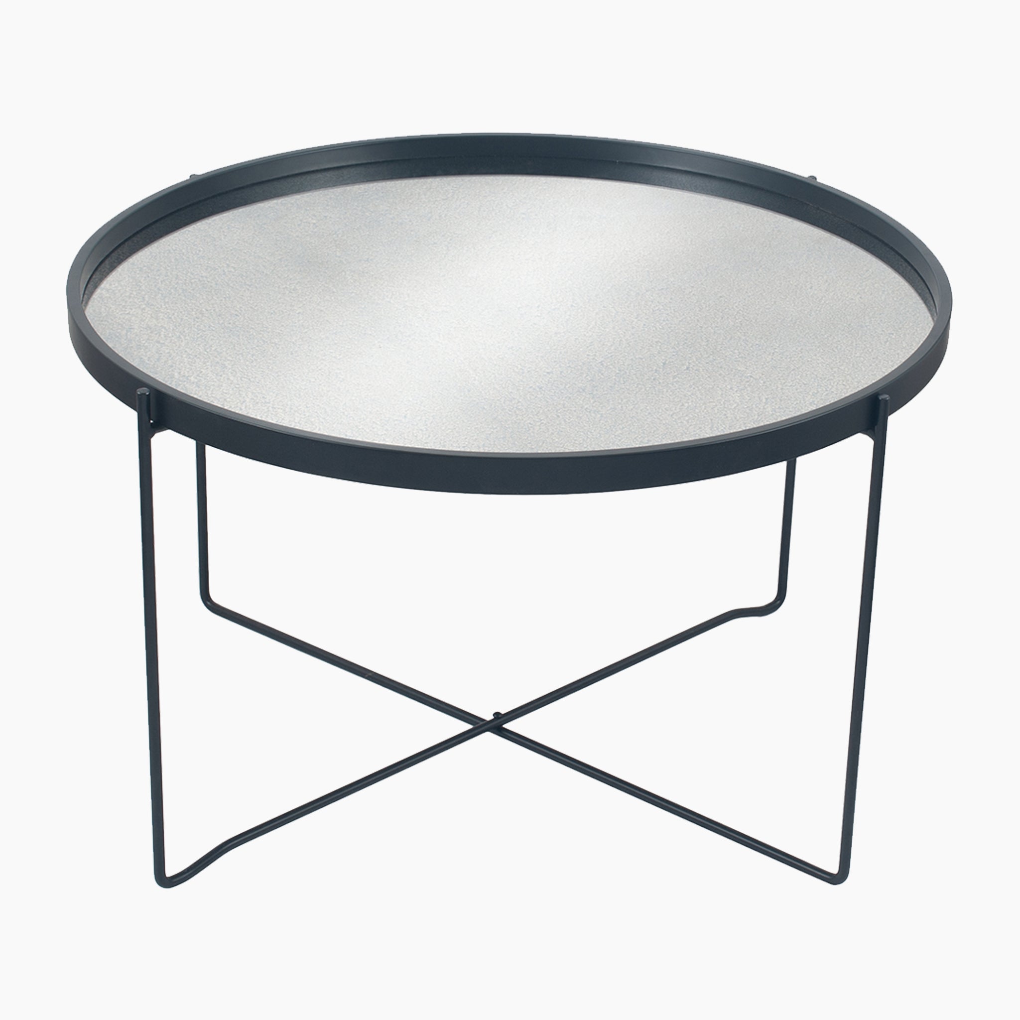 Voss Matte Black Wood Veneer Coffee Table with Foxed Glass