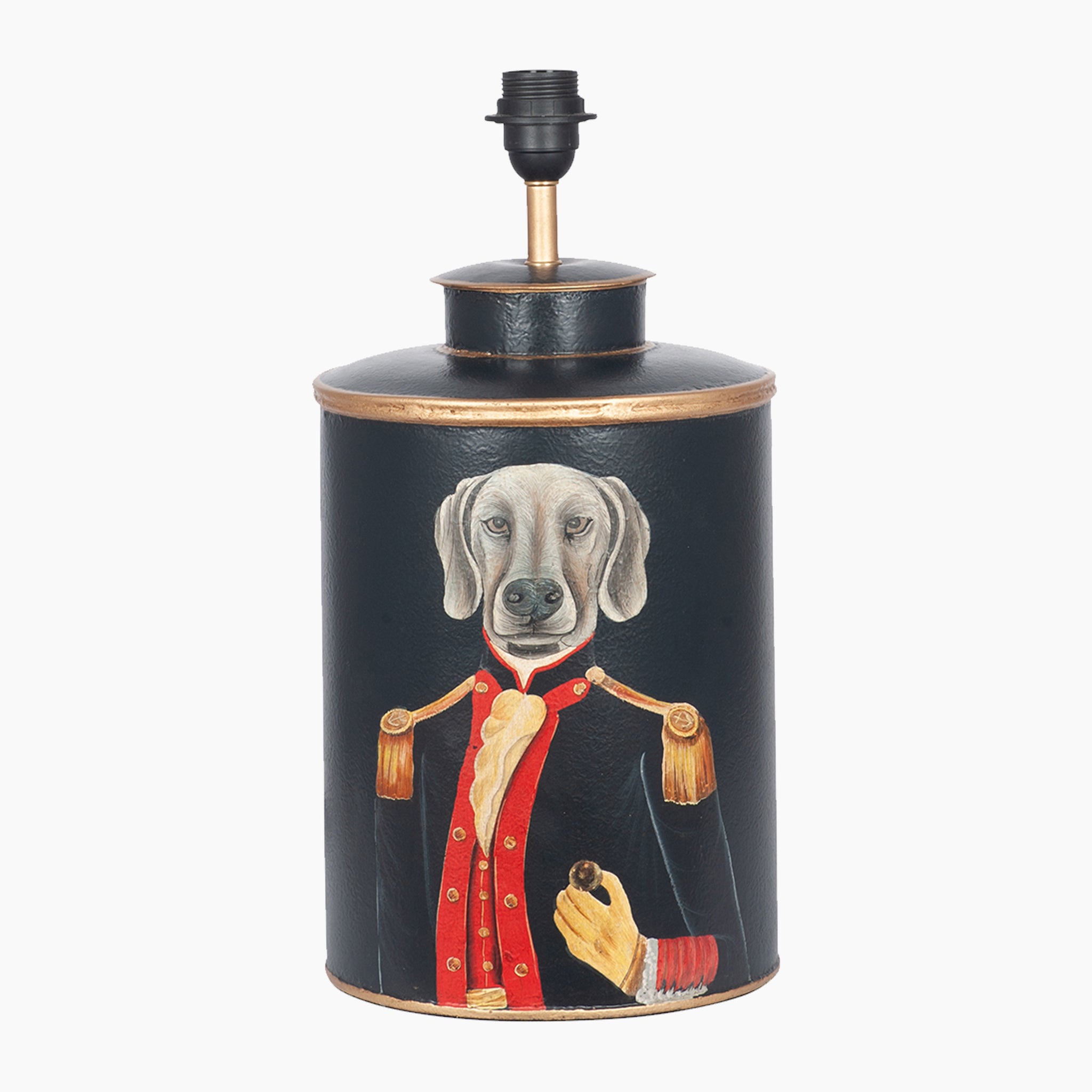 Weimaraner Black Hand Painted Dog Metal Table Lamp