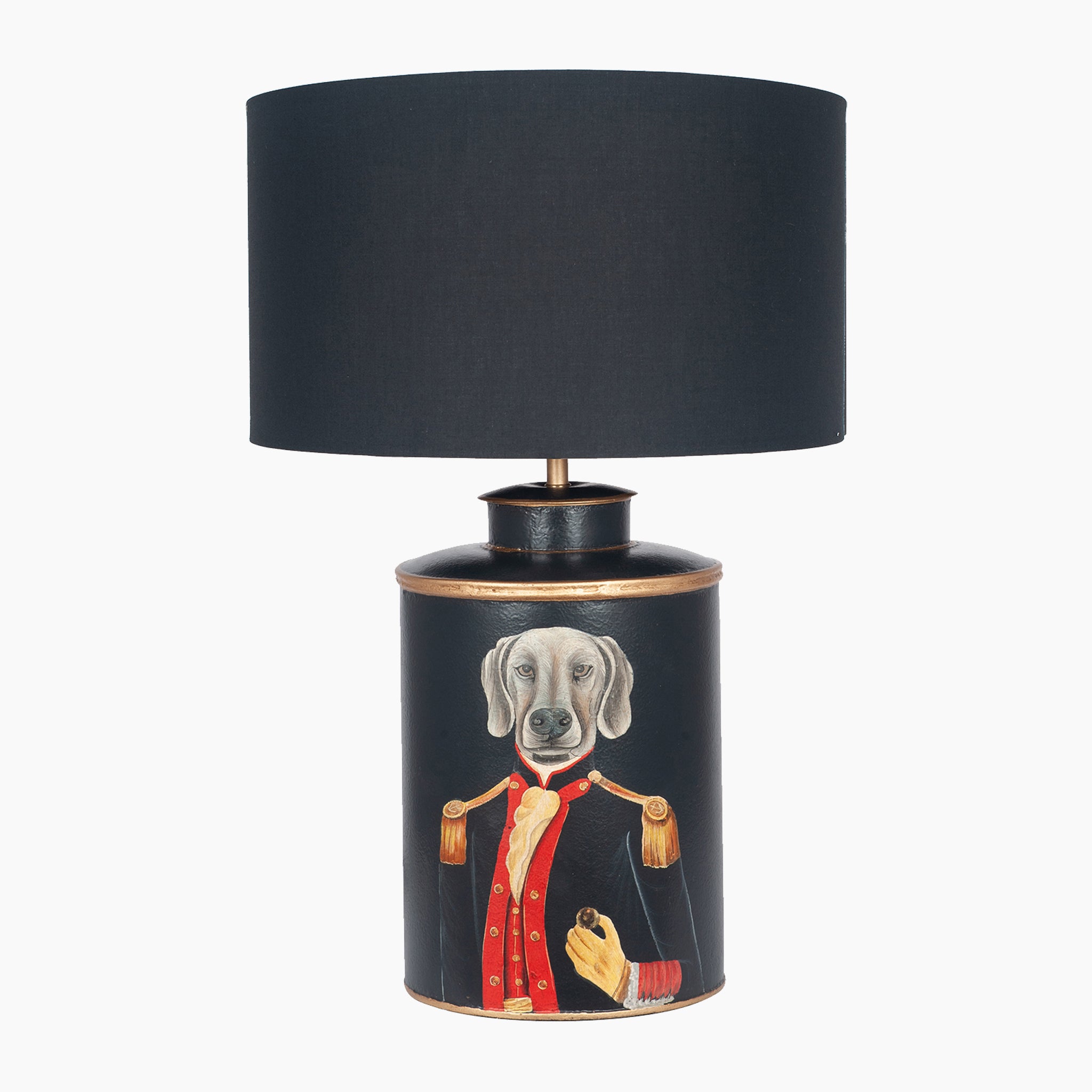 Weimaraner Black Hand Painted Dog Metal Table Lamp