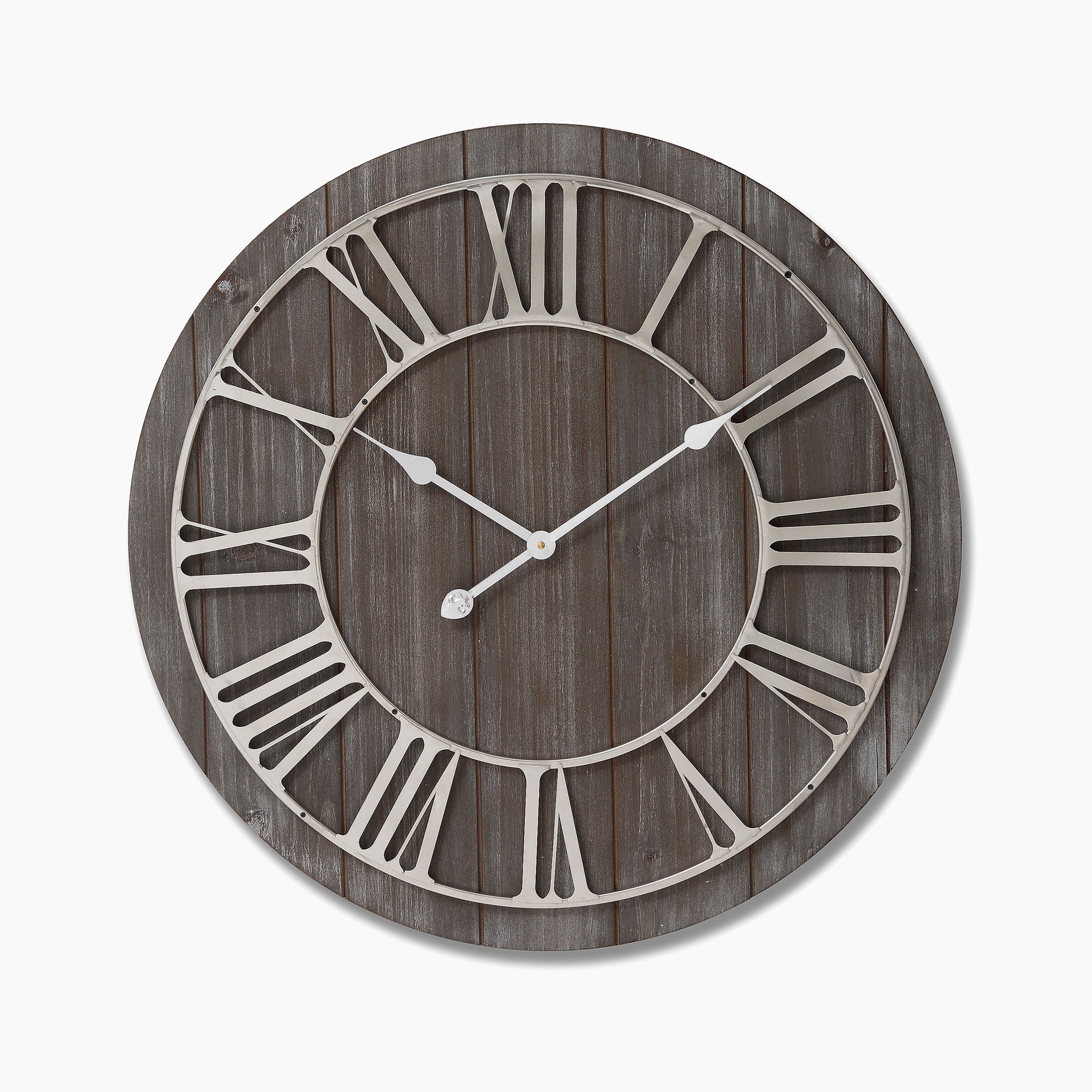 Wooden Clock With Contrasting Nickel Detail